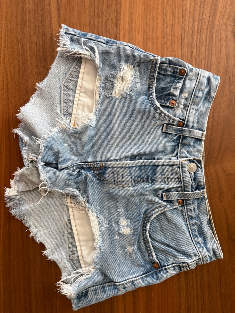 Levi's Light Blue Distressed Kids Denim Shorts